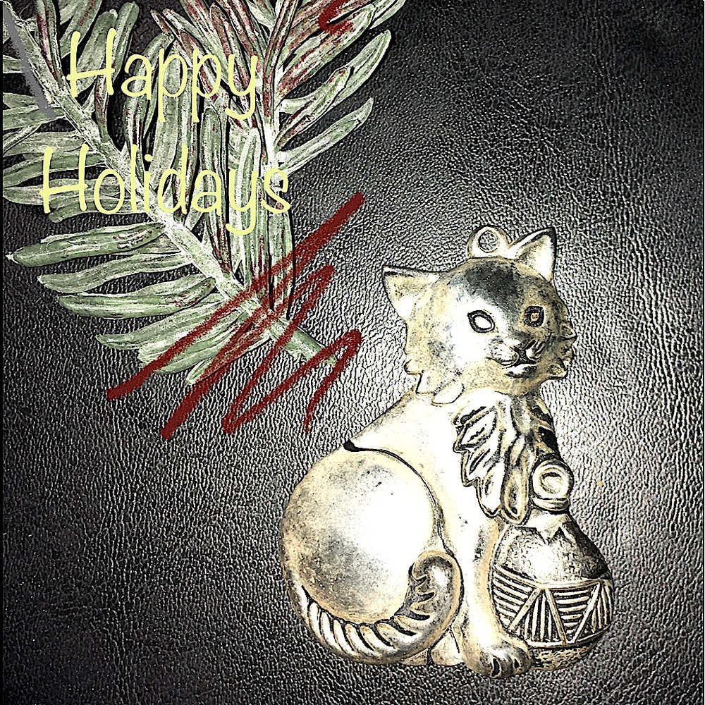 Gorham holiday kitty cat pendant/ Christmas ornament - Picture 2 of 16